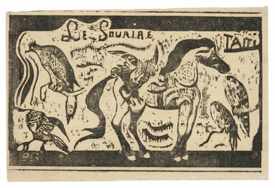 Ein Pferd und Vögel, Kopfstück für Le sourire von Paul Gauguin