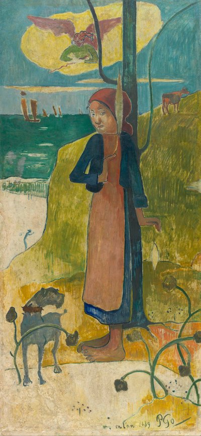 Bretonisches Mädchen beim Spinnen von Paul Gauguin