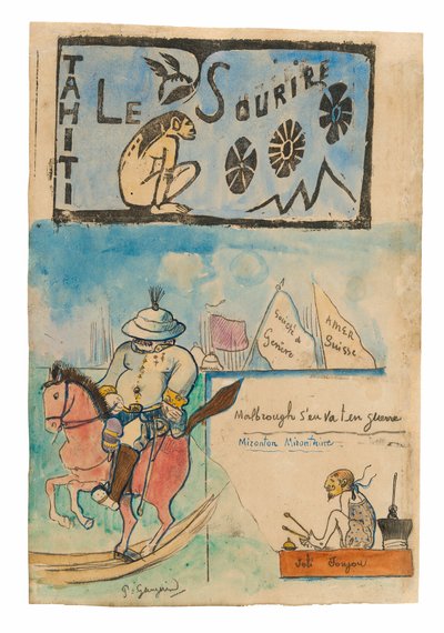 Karikaturen von Gauguin und Gouverneur Gallet, mit Kopfstück aus Le sourire von Paul Gauguin