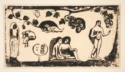 Frauen, Tiere und Blätter von Paul Gauguin