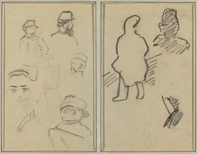 Fünf Studien von Soldaten und ein Frauengesicht; Zwei Figuren von Paul Gauguin