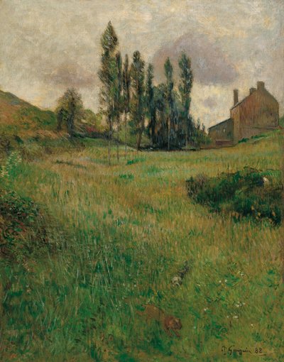 Hunde laufen auf einer Wiese von Paul Gauguin