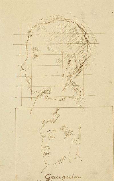 Köpfe eines Jungen und eines Mannes (Selbstporträt?) [verso] von Paul Gauguin