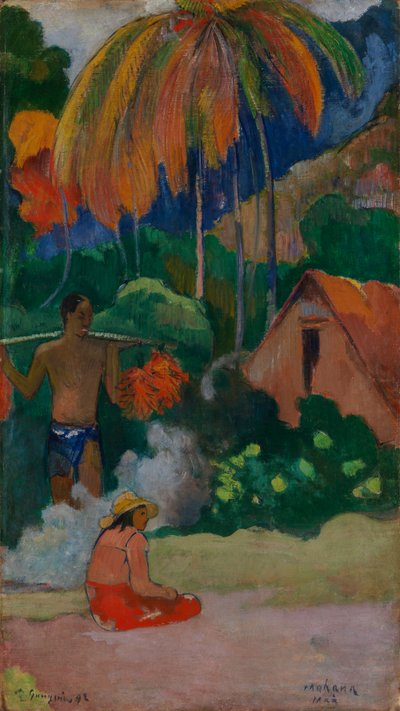 Landschaft auf Tahiti (Mahana Maà) von Paul Gauguin