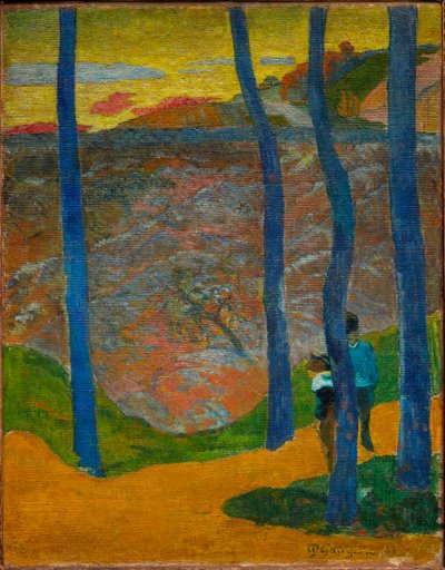 Les Arbres bleus. Vous y passerez, la belle. Blaue Bäume. Deine Zeit wird kommen, meine Schöne!, 1888 von Paul Gauguin