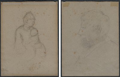Mutter und Kind (recto); Profilbüste eines Mannes (verso) von Paul Gauguin