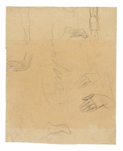 Skizzen von Figuren, Händen und Füßen (bezogen auf das Gemälde Aha oe feii? [Was! Bist du eifersüchtig?]) von Paul Gauguin