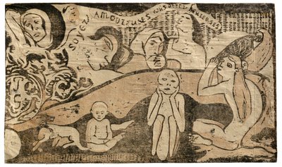 Seid verliebt, ihr werdet glücklich sein, aus der Suite der späten Holzschnittdrucke von Paul Gauguin