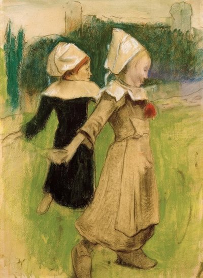 Studie für: Bretonische Mädchen beim Tanz, Pont-Aven von Paul Gauguin