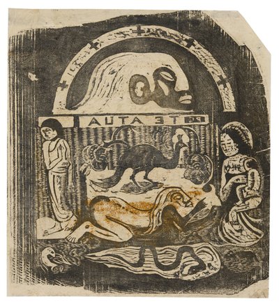 Te atua (Der Gott), aus der Suite der späten Holzschnittdrucke von Paul Gauguin