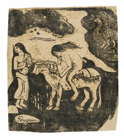 Der Raub der Europa, aus der Suite der späten Holzschnittdrucke von Paul Gauguin