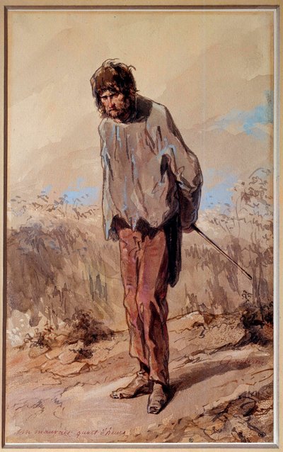 Eine schlechte Viertelstunde. Ein Sträfling am Galgen. Aquarell und Gouache von Paul Gavarni von Paul Gavarni
