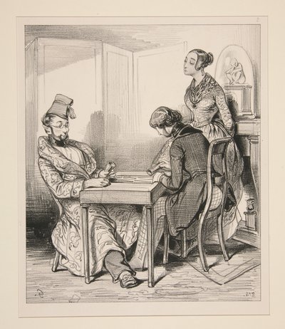 Den ganzen Abend die Rolle eines dummen Ehemanns spielen, der Ihr Geld gewinnt... von Paul Gavarni