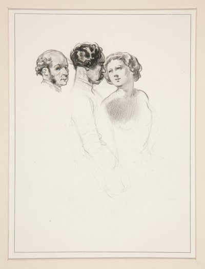 Figurenstudie; Gruppe von drei Figuren von Paul Gavarni