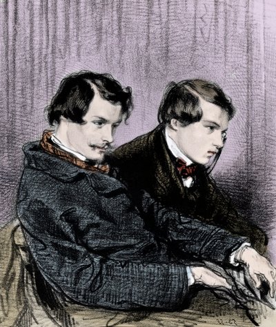 Gebrüder Goncourt - Edmond de Goncourt (1822-1886) und Jules de Goncourt (1830-1870) in einer Theaterloge von Paul Gavarni