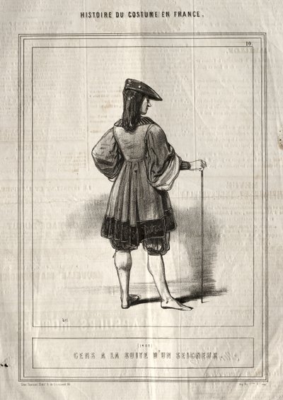 Histoire du Costume en France: Leute im Gefolge eines Herrn von Paul Gavarni