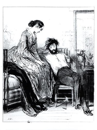 Im Schuldgefängnis in Clichy, ca. 1830-40 von Paul Gavarni