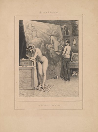 Die Frau des Malers, aus der Serie Szenen des intimen Lebens von Paul Gavarni