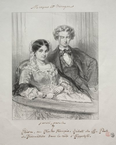 Masques et visages: Paric, par-la: Phèdre am Théâtre-Français..., 1857-1858 von Paul Gavarni