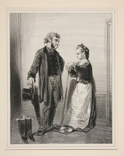 Man kann nicht mit Mademoiselle sprechen: Sie macht ihre Nägel... von Paul Gavarni