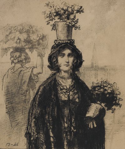 Wir tragen diesen Frühling viele Blumen, besonders auf Hüten Modezeitschrift von Paul Gavarni