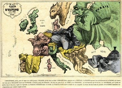 Drolatische Karte von Europa für 1870 von Paul Hadol