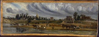 Ufer der Seine an der Barrière de la Cunette, in der Nähe des Champ-de-Mars (1820), 1820 von Paul Huet
