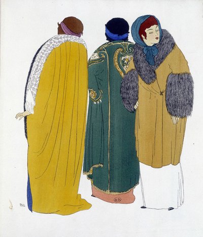 Kreation von Paul Poiret aus Les Dresses de Paul Poiret, Zeichnung von Paul Iribe. 1911 von Paul Iribe