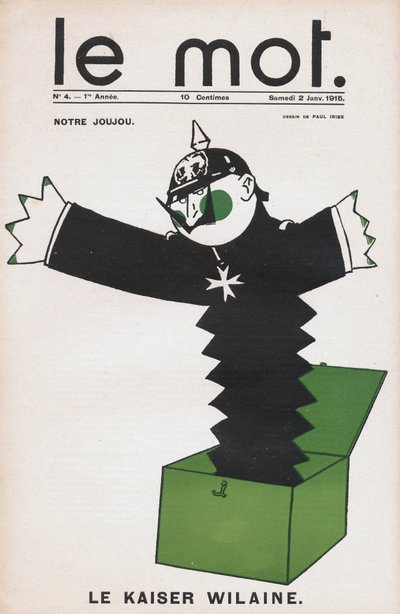 Eine Darstellung des Kaisers Wilhelm II als Teufelsspielzeug in einer Schachtel - Zeichnung von Paul Iribe (1883-1935) 1915 von Paul Iribe