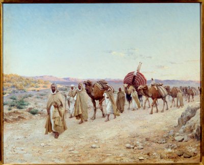 Eine Karawane in der Wüste nahe Biskra in Algerien im Jahr 1892 von Paul John Baptiste Lazerges