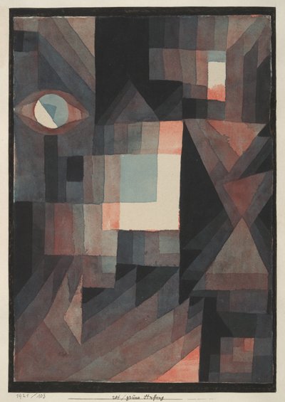 Abstrakt. Rot/Grün-Verlauf mit etwas Zinnober im Hochformat von Paul Klee