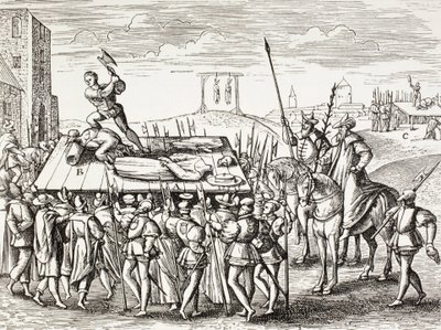 Propaganda des 16. Jahrhunderts, die von König Heinrich VIII. gegen englische Katholiken verhängte Strafen darstellt von Paul Lacroix
