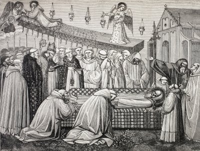 Tod des Heiligen Benedikt von Nursia in der Abtei Monte Cassino von Paul Lacroix