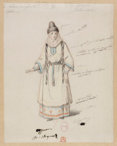 Gounod - Die blutige Nonne - Vier Kostümentwürfe von Paul Lormier - 2. Böhmische Dorfbewohnerin von Paul Lormier
