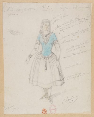 Gounod - Die blutige Nonne - Vier Kostümentwürfe von Paul Lormier - 3. Böhmische Bäuerin von Paul Lormier