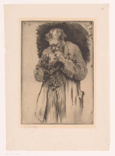 Porträt eines Mannes mit gedecktem Topf von Paul Mathey (signed by artist)