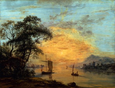 Walisische Sonnenuntergangs-Flusslandschaft von Paul Sandby