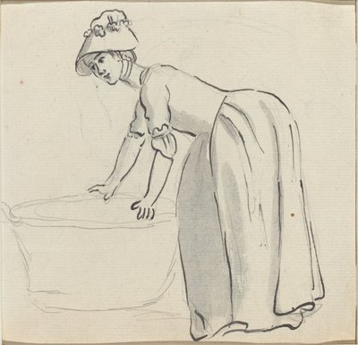 Mädchen mit Haube bei der Arbeit [recto] von Paul Sandby