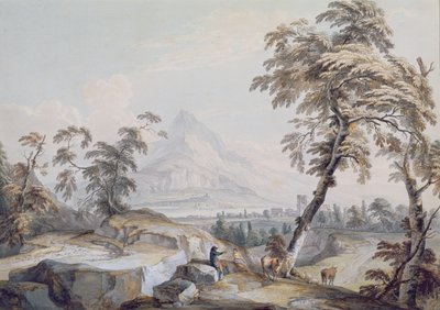 Italienische Landschaft mit Reisenden, Nr. 1 von Paul Sandby