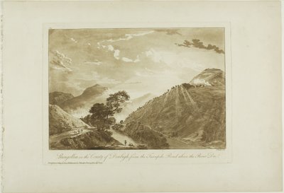 Llangollin im County Denbigh, von der Turnpike Road über dem Fluss Dee von Paul Sandby