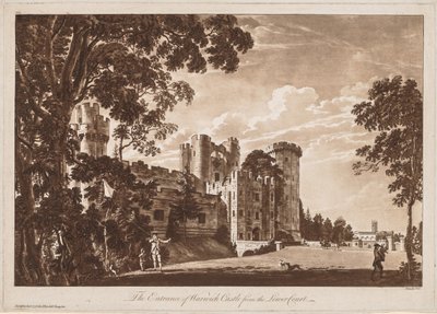 Ansichten von Warwick Castle: Der Eingang von Warwick Castle vom unteren Hof von Paul Sandby