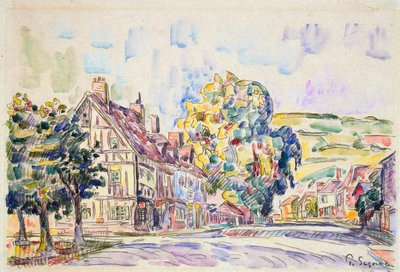 Straße mit einem Fachwerkhaus in der Normandie von Paul Signac