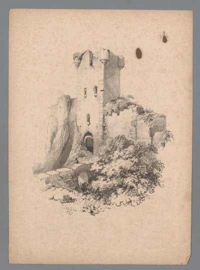 Ansicht einer Ruine eines Turms mit Tor von Paulus Lauters