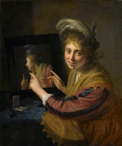 Mädchen am Spiegel von Paulus Moreelse