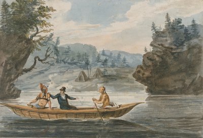 Zwei Indianer und ein Weißer in einem Kanu, 1811-ca. 1813 von Pavel Petrovic Svin