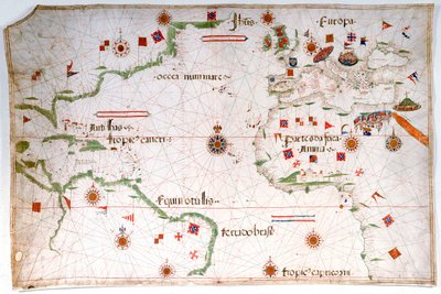 Portulankarte des Atlantischen Ozeans, Mittelmeers und Schwarzen Meeres von Pedro Reinel