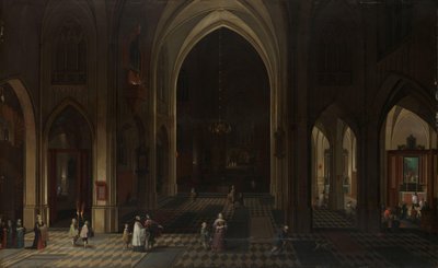 Innenansicht einer gotischen Kirche bei Nacht, Blick nach Osten von Peeter Neeffs (I)