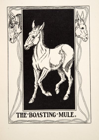 Das prahlende Maultier, aus Hundert Fabeln von Äsop, veröffentlicht 1903 von Percy J. Billingshurst