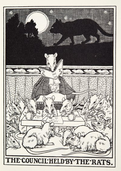 Der Rat der Ratten, aus Fontaine Fabeln, veröffentlicht 1905 von Percy J. Billingshurst