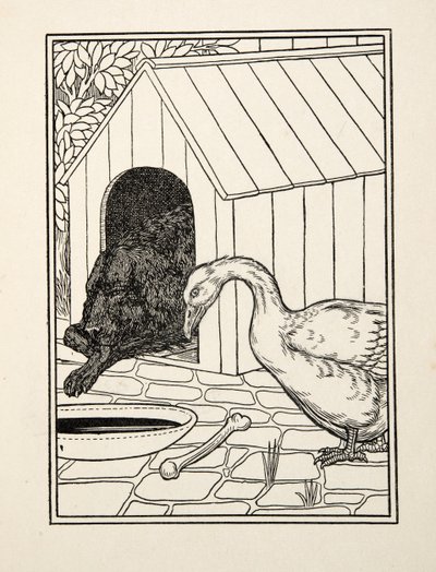 Der Hund und die Gans, aus Hundert Anekdoten über Tiere, veröffentlicht 1924 von Percy J. Billingshurst